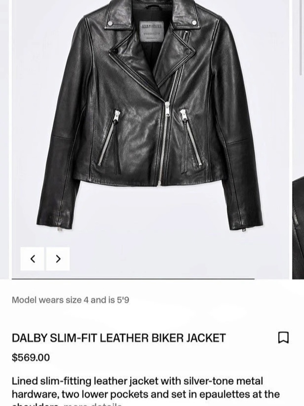 AllSaints Dalby Slim-Fit Leather Biker Jacket Leather Biker Jacket in Black Like